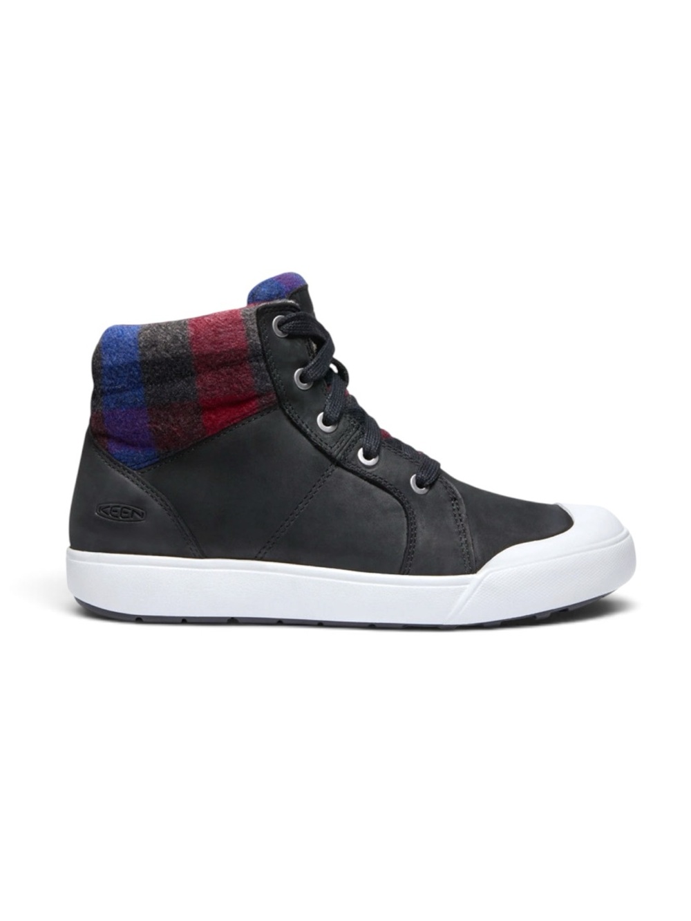 KEEN Elena Mid Insulated Leather Sneaker Boots Black Plaid Size 9.5
